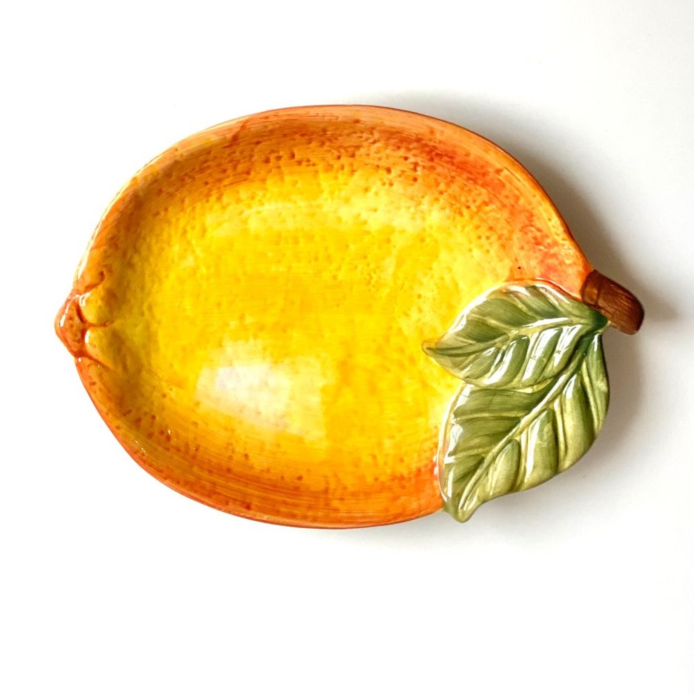 Maxcera Dinnerware Sketch Lemon Ceramic Salad Plate Small Platter